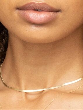 NEW Oradina The Park Avenue Herringbone Choker -  14K solid gold 14" in length